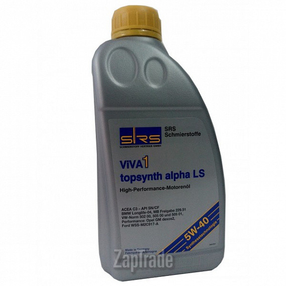 Купить моторное масло Srs VIVA 1 Topsynth Alpha LS 5W-40, в интернет-магазине в Екатеринбурге