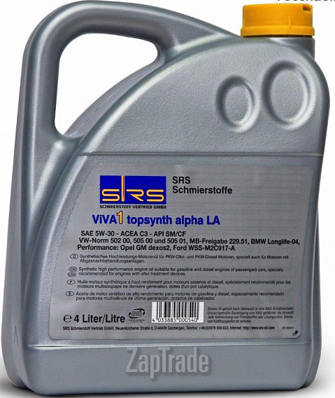 Купить моторное масло Srs Viva 1 Topsynth Alpha LA 5W-30, в интернет-магазине в Екатеринбурге