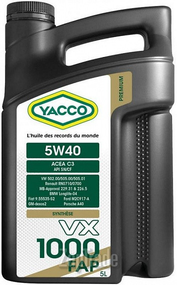 Купить моторное масло Yacco VX 1000 FAP, в интернет-магазине в Екатеринбурге