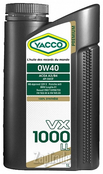 Купить моторное масло Yacco VX 1000 LL, в интернет-магазине в Екатеринбурге