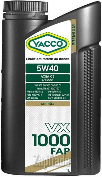 Купить моторное масло Yacco VX 1000 FAP, в интернет-магазине в Екатеринбурге