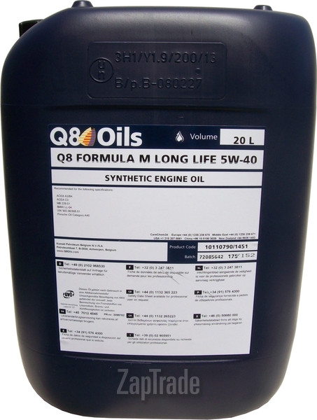 Купить моторное масло Q8 Formula M Long Life SAE 5W-40, в интернет-магазине в Екатеринбурге