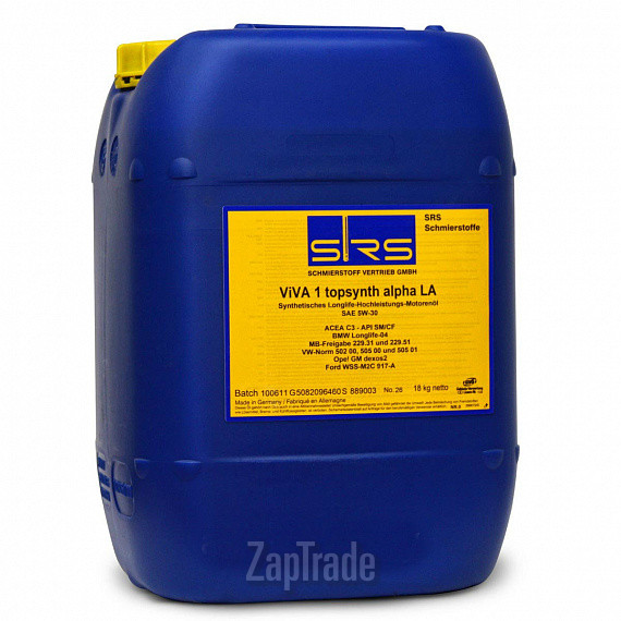 Купить моторное масло Srs Viva 1 Topsynth Alpha LA 5W-30, в интернет-магазине в Екатеринбурге